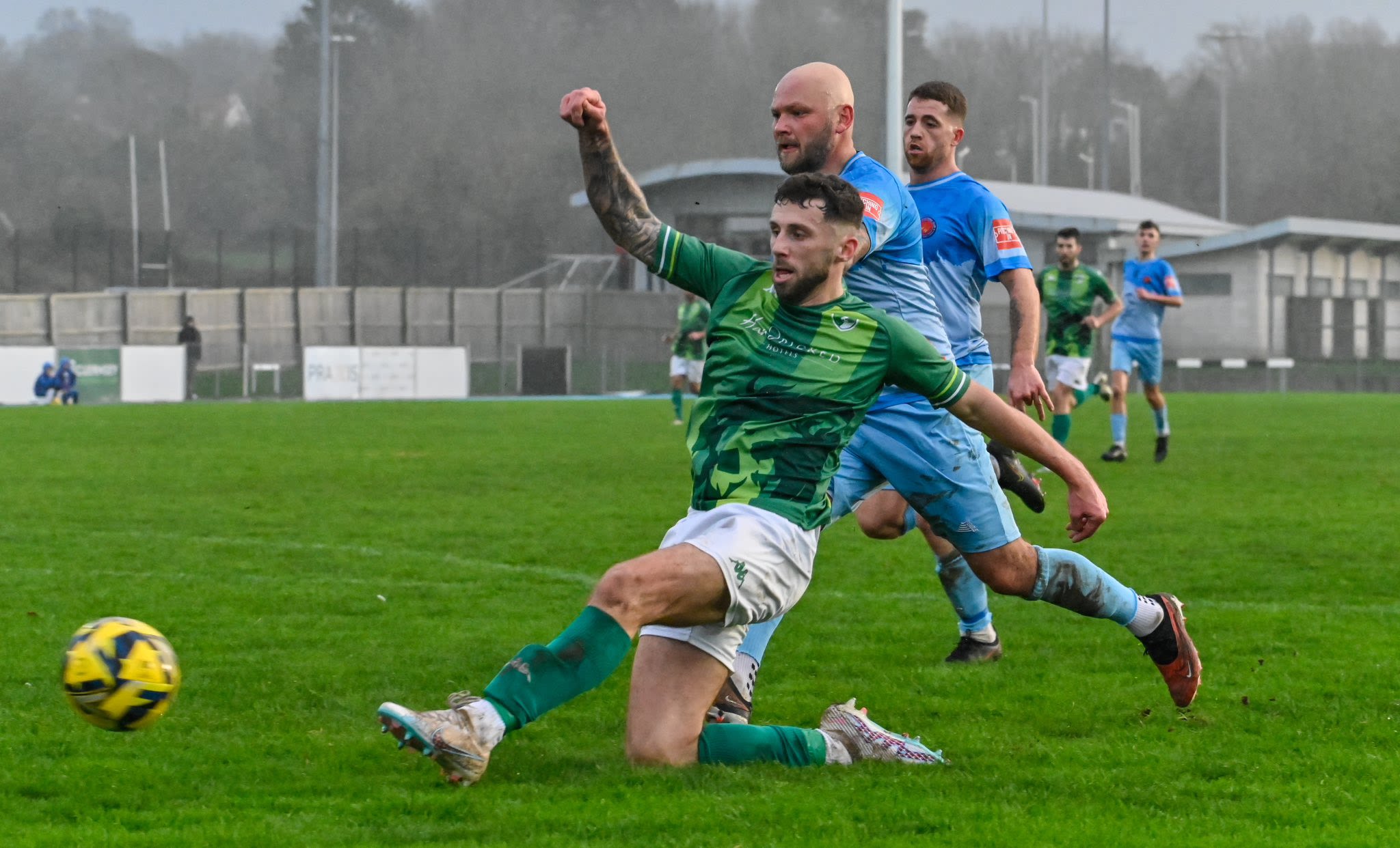 Guernsey (in green) in action at Footes Lane.