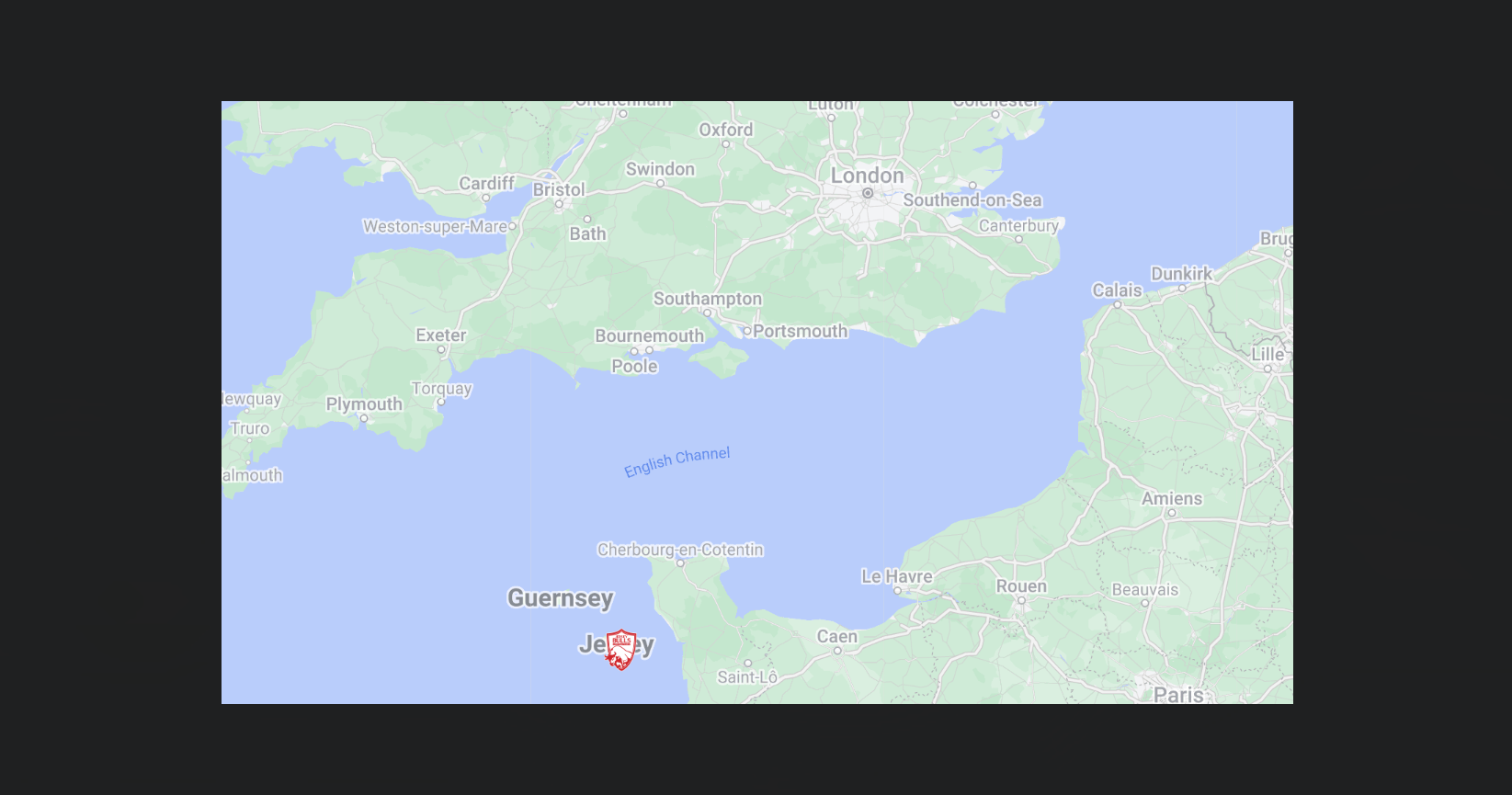 Map of the south of England showing the locations of all teams in the Combined Counties League Premier Division South.